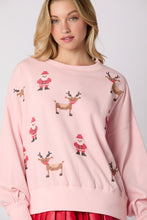 Load image into Gallery viewer, Santa and Rudolph Cross Stitch Sweatshirt
