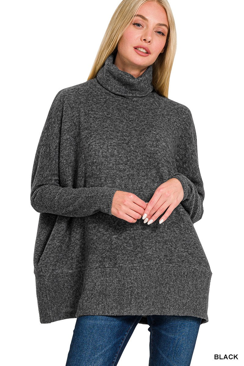 BRUSHED MELANGE HACCI TURTLENECK SWEATER