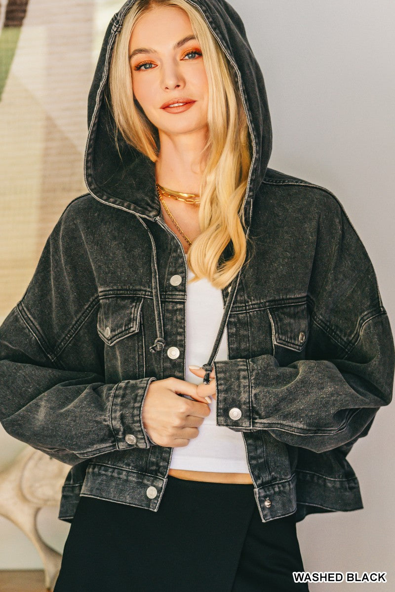 HOODED DENIM JACKET