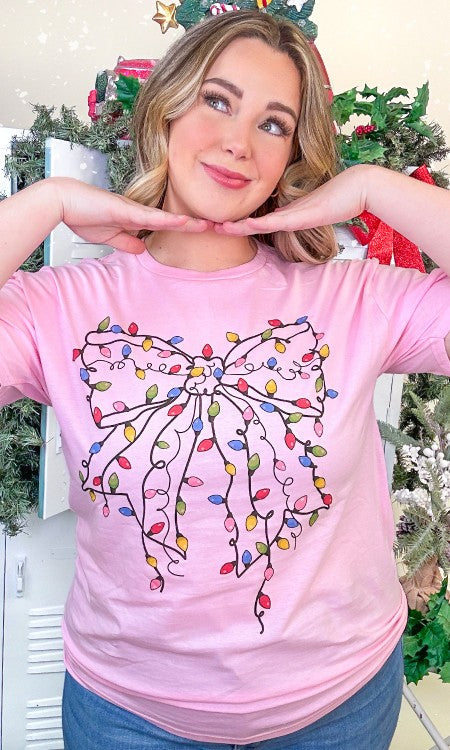 Christmas Bow with Lights Graphic T-Shirt