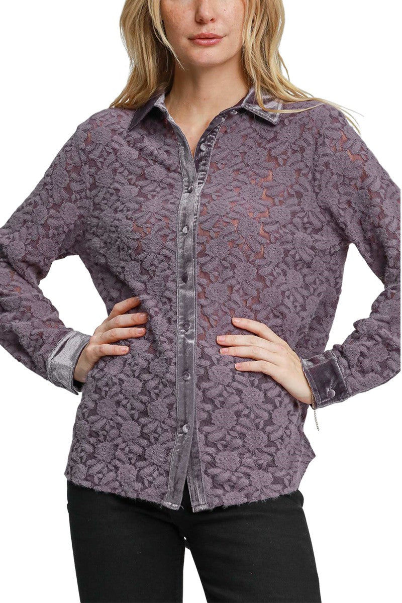 Lace Button Down Top