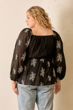 Load image into Gallery viewer, PLUS EMBROIDERED SMOCKED BLOUSE
