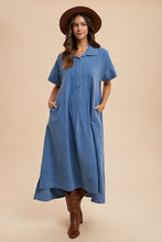 Load image into Gallery viewer, Mineral Washed Oversized Midi Dress
