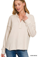 Load image into Gallery viewer, EXPOSED SEAM COLLARED LONG SLEEVE SWEATER
