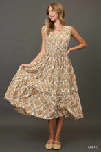 Load image into Gallery viewer, Abstract Print Midi Dress with Pintuck Dress

