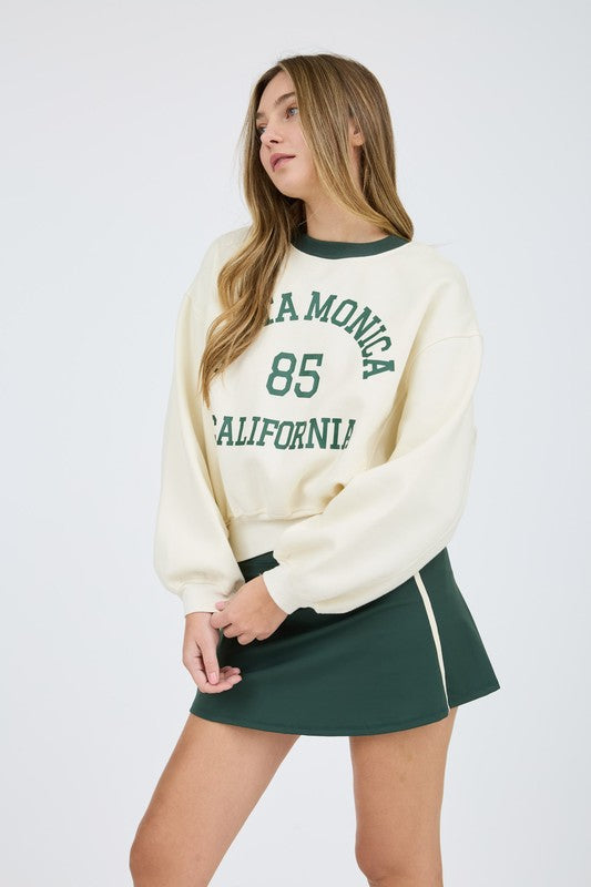 SANTA MONICA CROPPED CREW NECK KNIT TOP