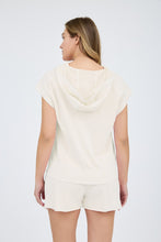 Load image into Gallery viewer, Washed Hooded Half Zip Short Sleeve Knit
