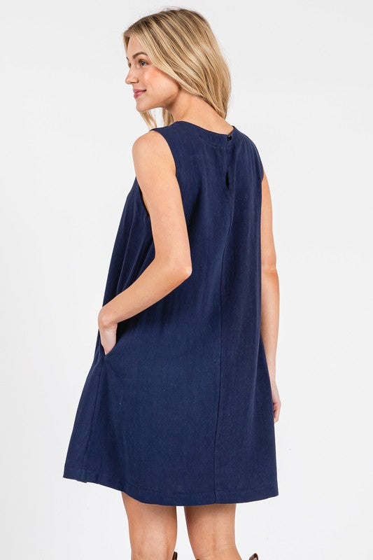 SLEEVELESS LINEN A LINE MINI DRESS Dreams Boutique, LLC SLEEVELESS LINEN A LINE MINI DRESS Dreams Boutique, LLC