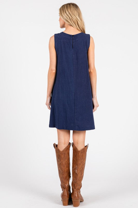 SLEEVELESS LINEN A LINE MINI DRESS – Dreams Boutique, LLC