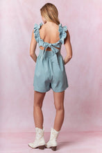 Load image into Gallery viewer, Ruffle Shoulder Denim Romper

