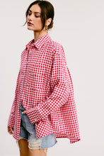 Load image into Gallery viewer, Gingham Print Oversized Button-down Shir
