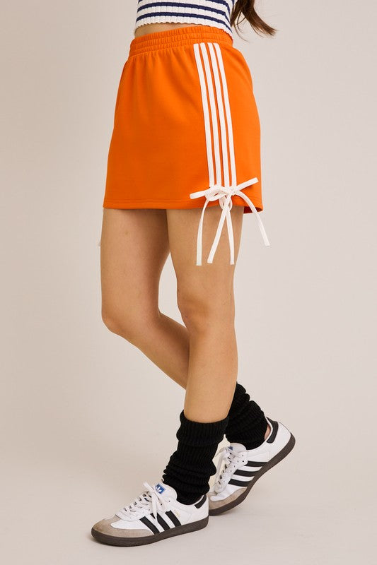 Bow Detail Track Mini Skirt