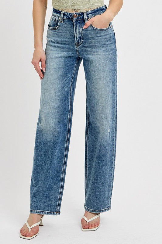 HIGH RISE WIDE LEG BAGGY JEANS