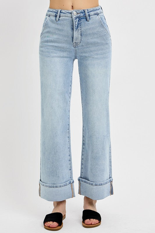 Tummy Control High Rise Ankle Wide Cuffed