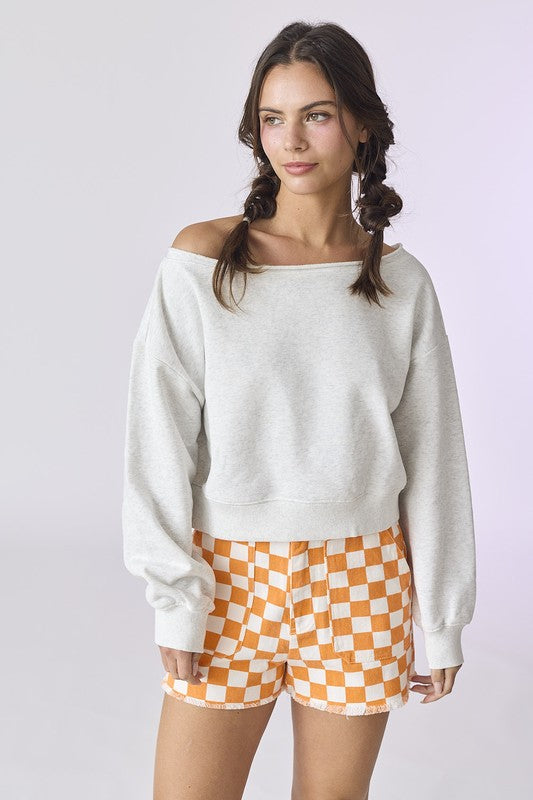Checkered Denim Shorts