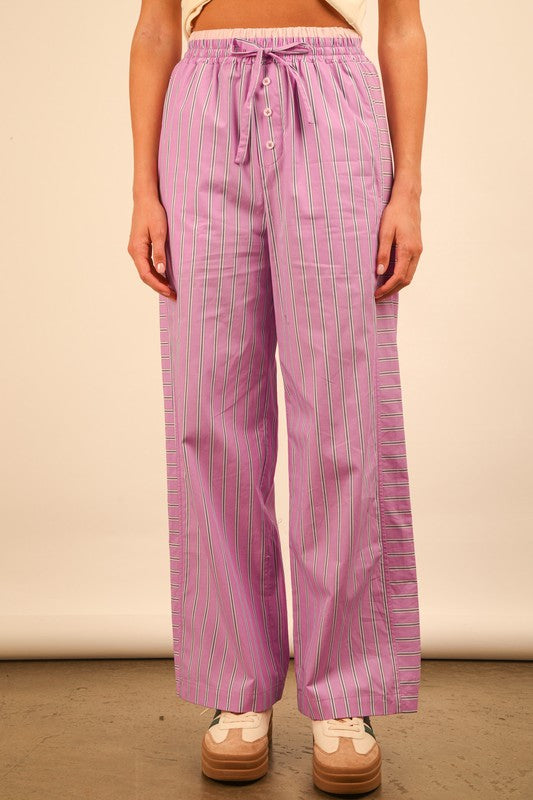 Exposed Waist Striped Boxer Pants