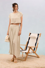 Load image into Gallery viewer, STRIPE HIGH WAIST PLEATED MIDI SKIRT
