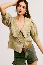 Load image into Gallery viewer, Plaid Pointed Collar Blouse
