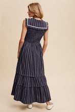 Load image into Gallery viewer, Striped Tiered Maxi Dress With Peter Pan
