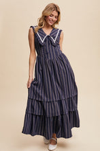 Load image into Gallery viewer, Striped Tiered Maxi Dress With Peter Pan

