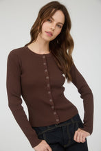 Load image into Gallery viewer, Snap Button Down Round Neck Knit Cardiga
