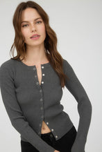 Load image into Gallery viewer, Snap Button Down Round Neck Knit Cardiga
