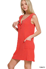 Load image into Gallery viewer, CORDED RIB SLEEVELESS TANK MINI DRESS W/
