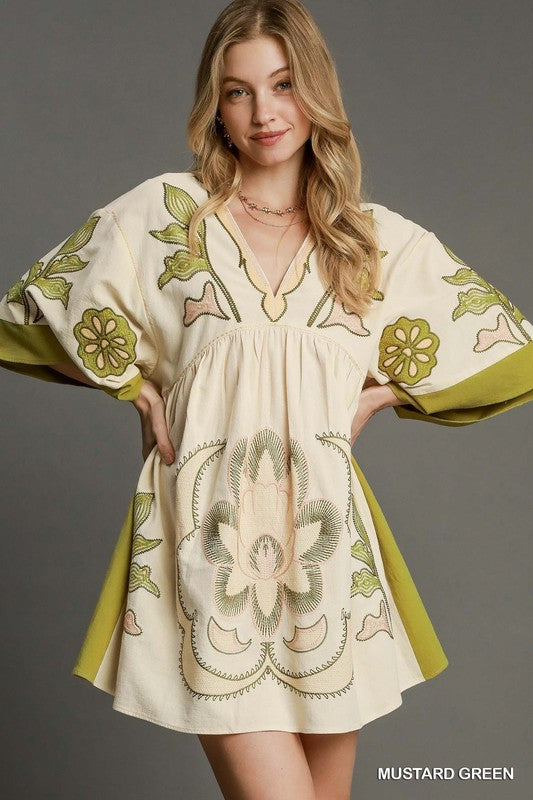 V-Neck Embroidered Dress Dreams Boutique, LLC V-Neck Embroidered Dress Dreams Boutique, LLC