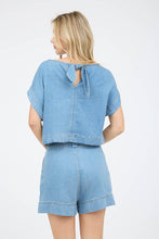 Load image into Gallery viewer, Chambray Boat Neck Batwing Short Sleeve
