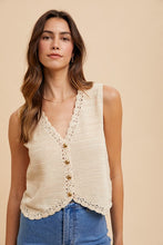Load image into Gallery viewer, Plus Size Crochet Trimmed Button Down Sw
