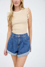 Load image into Gallery viewer, Stripe Ruffle Trim Sleeveless Pullover S

