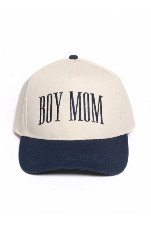 Boy Mom Embroidery Two Tone 5 Panel Cap