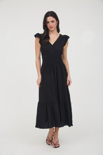 Load image into Gallery viewer, V Neck Ruffle Detail Shirred Waist Midi
