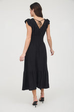 Load image into Gallery viewer, V Neck Ruffle Detail Shirred Waist Midi
