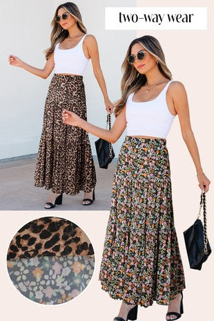 Leopard Floral Reversible Ruffle Hem Max