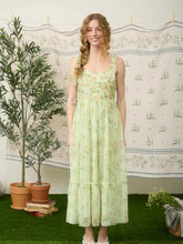 Load image into Gallery viewer, Floral Shirred Bodice Sleeveless Midi Dr
