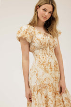 Load image into Gallery viewer, Floral Print Front Tie V Neck Midi Dress

