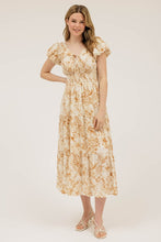 Load image into Gallery viewer, Floral Print Front Tie V Neck Midi Dress
