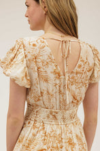 Load image into Gallery viewer, Floral Print Front Tie V Neck Midi Dress
