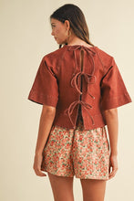 Load image into Gallery viewer, Tie Back Stretch Denim Top
