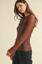 Load image into Gallery viewer, Lace and Ruffle Henley NeckTop
