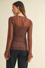 Load image into Gallery viewer, Lace and Ruffle Henley NeckTop
