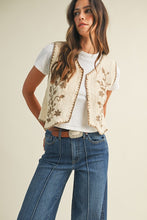 Load image into Gallery viewer, Blanket Stitch Floral Crochet Sweater Ve
