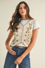 Load image into Gallery viewer, Blanket Stitch Floral Crochet Sweater Ve
