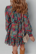 Load image into Gallery viewer, Floral Frill V Neck Puff Sleeve Ruffle M
