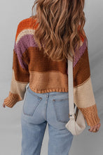 Load image into Gallery viewer, Cropped Colorblock Knitted Sweater
