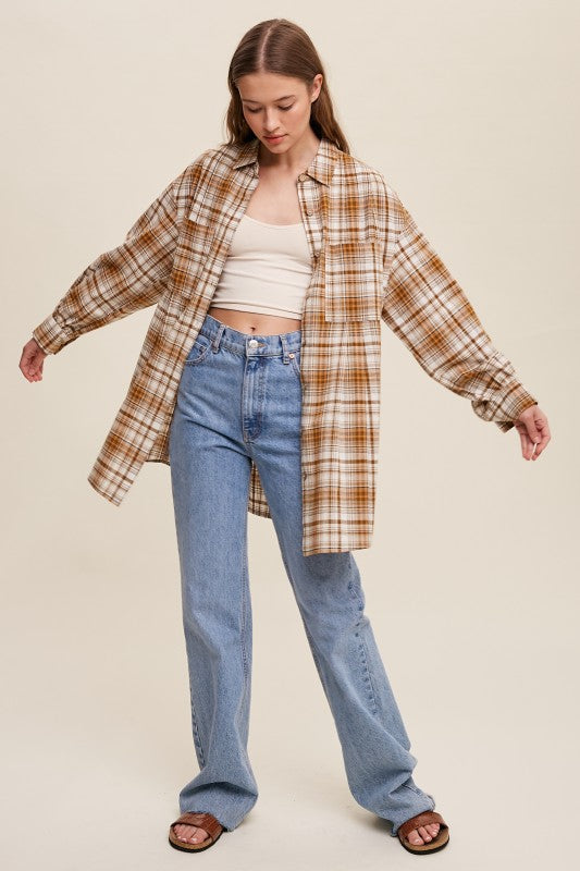 Plaid Button-down Oversized Shirt