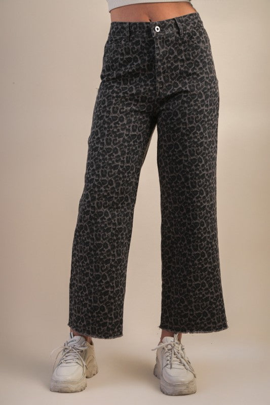 Leopard Printed Marine Straight Pants