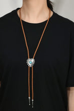 Load image into Gallery viewer, Heart Turquoise Leather Cord Sweater Nec
