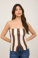 Load image into Gallery viewer, Stripe Strapless Button Down Sweater Kni
